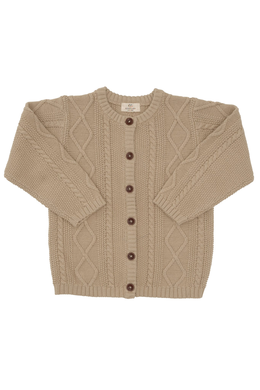 KABELSTRIKKET CARDIGAN - LT. TAUPE