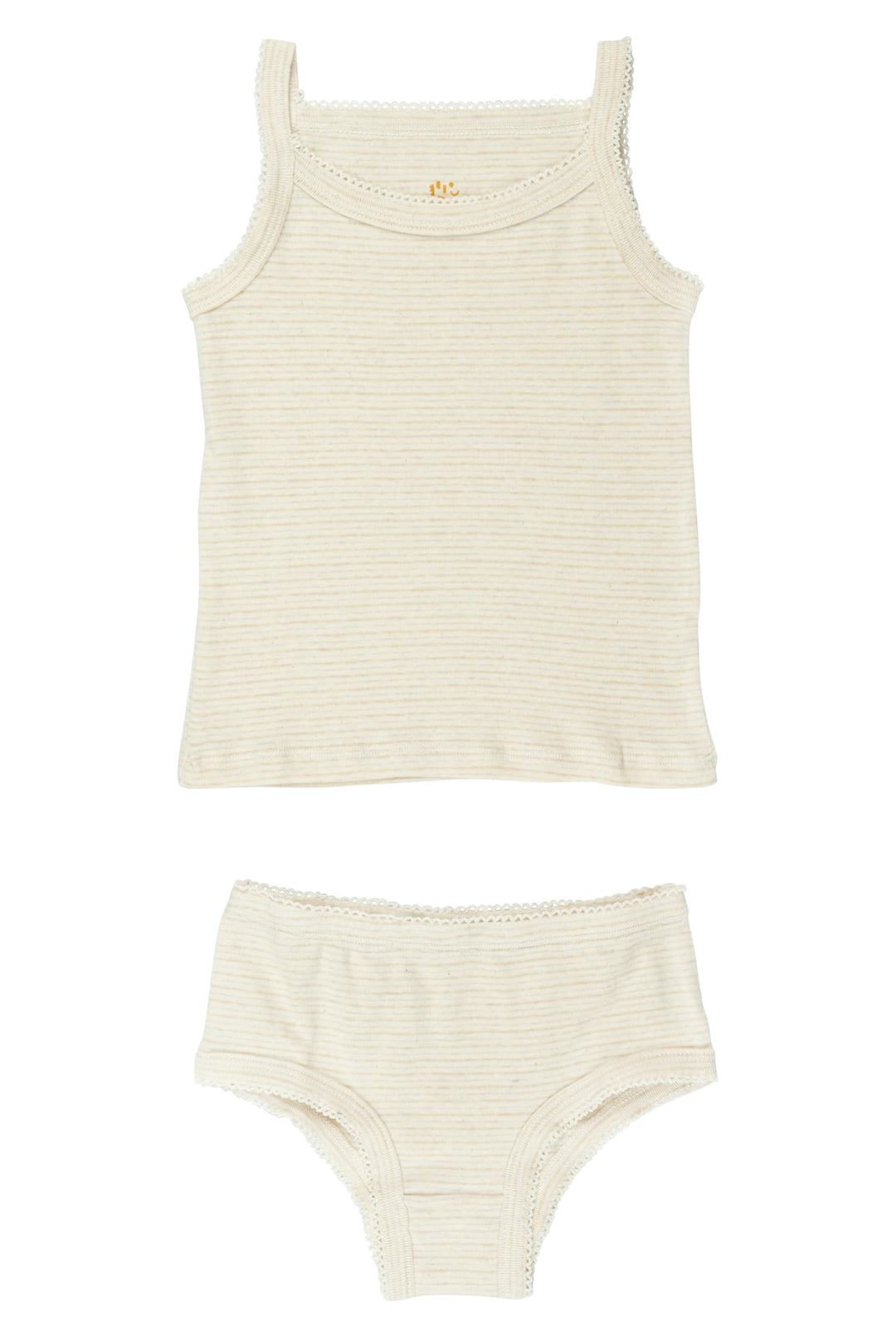STRIBET UNDERTØJSSÆT MED UNDERTRØJE OG UNDERBUKSER - BEIGE STRIPE