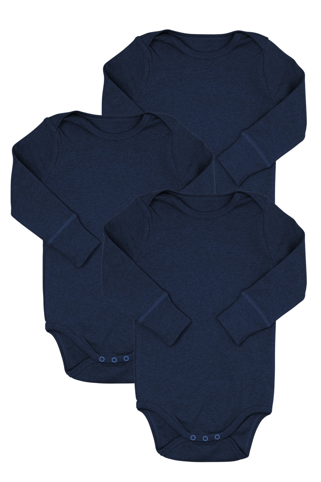 3 PAK BODYSTOCKING MED LANGE ÆRMER I MELANGE - NAVY MELANGE