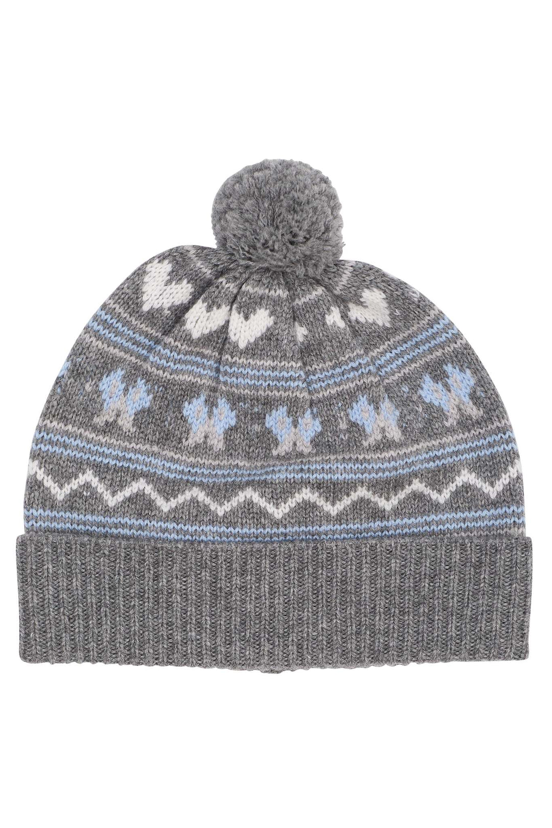 CASHMERE MØNSTER HUE - DK GREY COMB