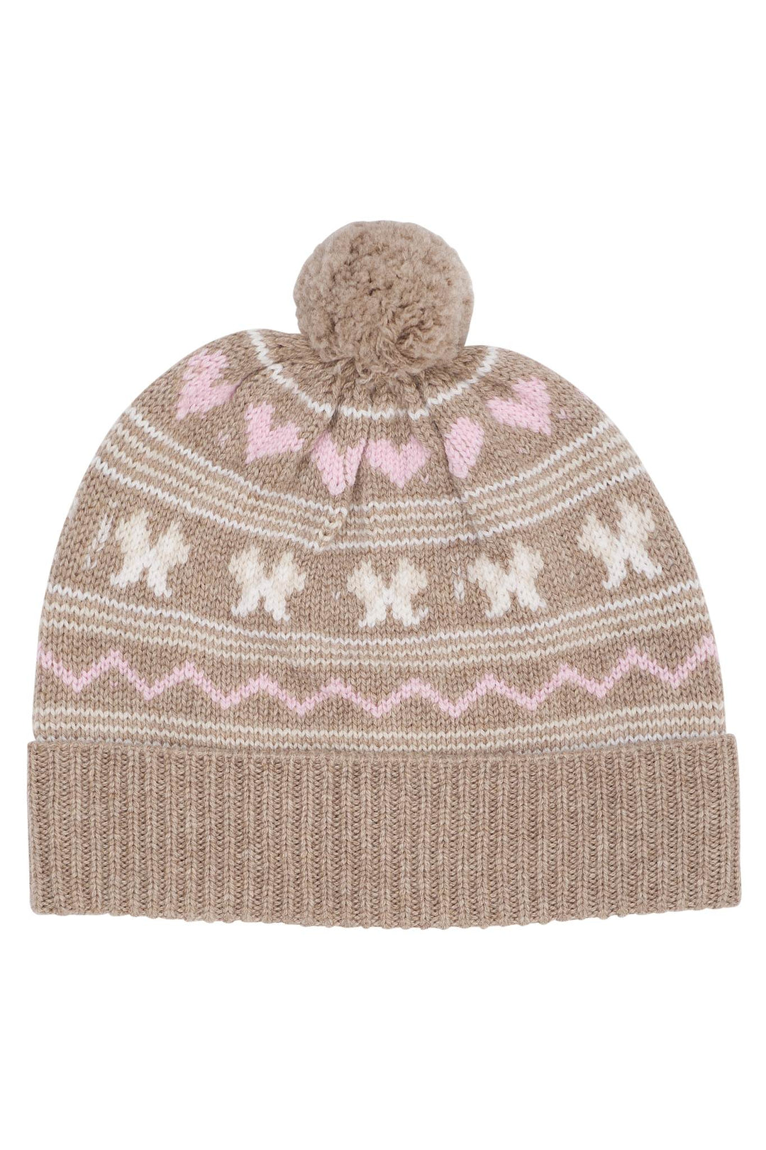 CASHMERE MØNSTER HUE - SAND COMB.