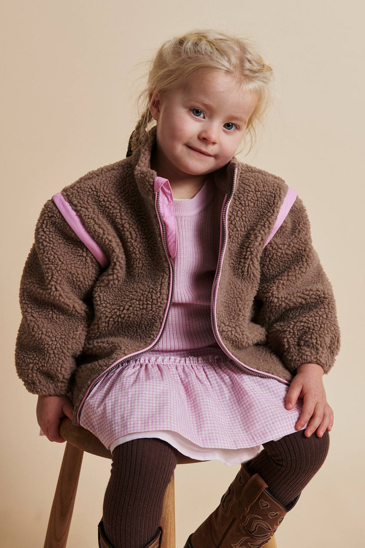 TEDDY JAKKE M AFTAGELIGE ÆRMER - NATURAL/PINK COMB.