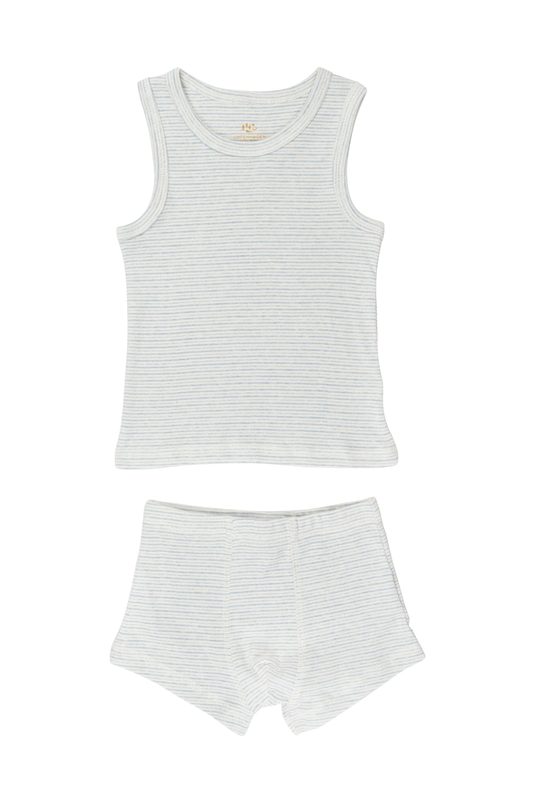 STRIBET UNDERTØJSSÆT MED UNDERTRØJE OG BOXERSHORTS - LT. BLUE STRIPE