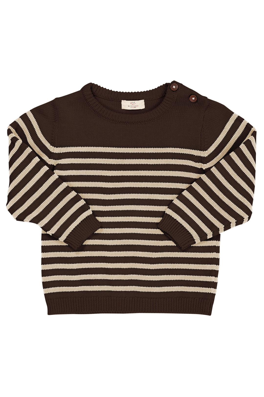STRIKKET BLUSE M. STRIBER - DK BROWN CREAM COMBI