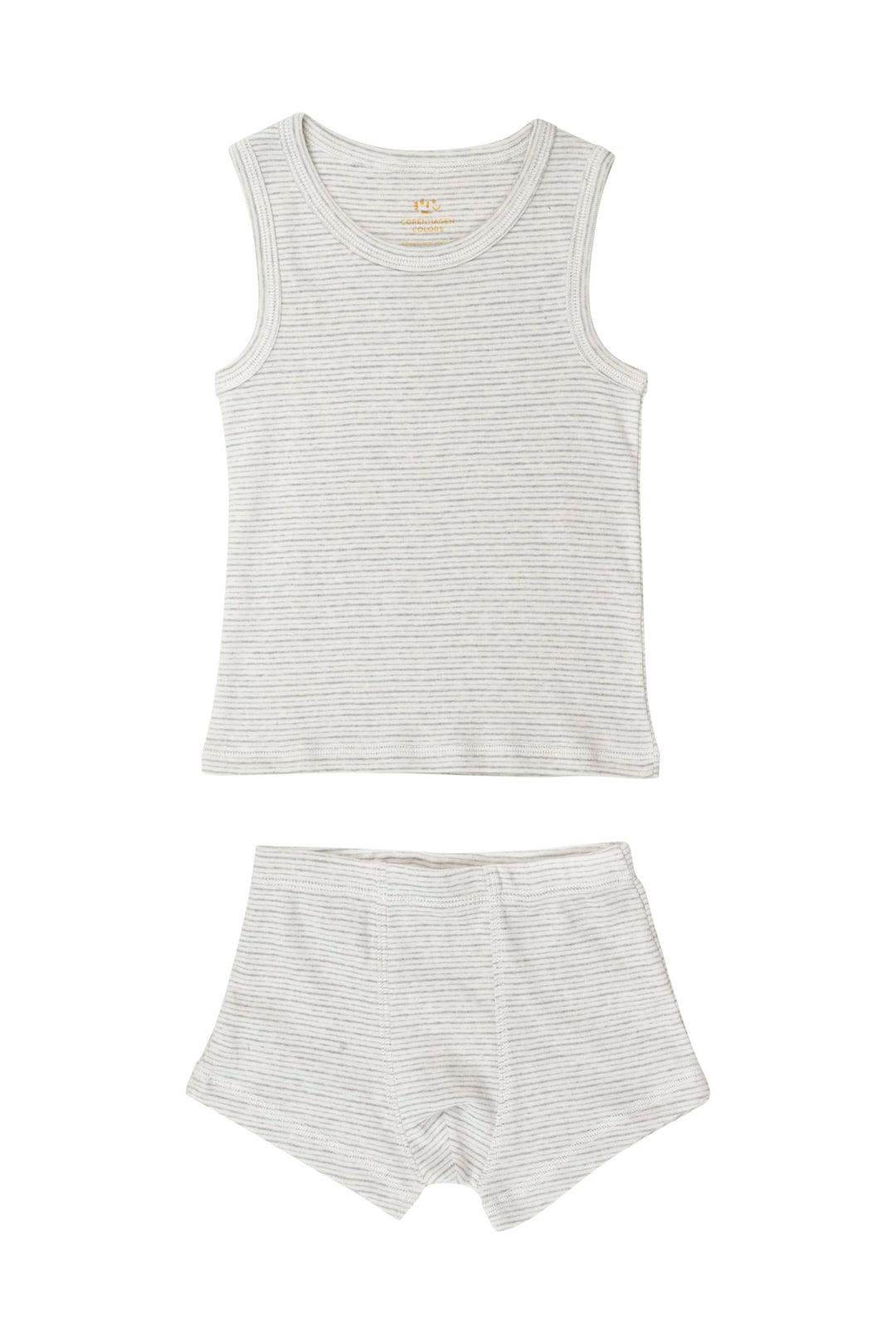 STRIBET UNDERTØJSSÆT MED UNDERTRØJE OG BOXERSHORTS - GREY STRIPE