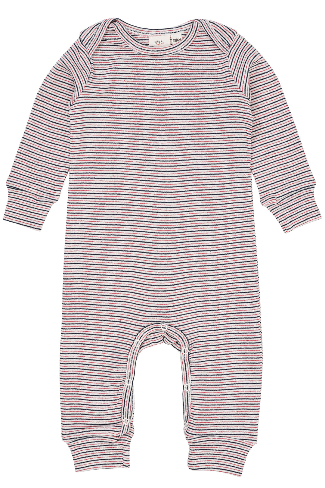 STRIBET ROMPER MED LANGE ÆRMER - BLUE RED STRIPE