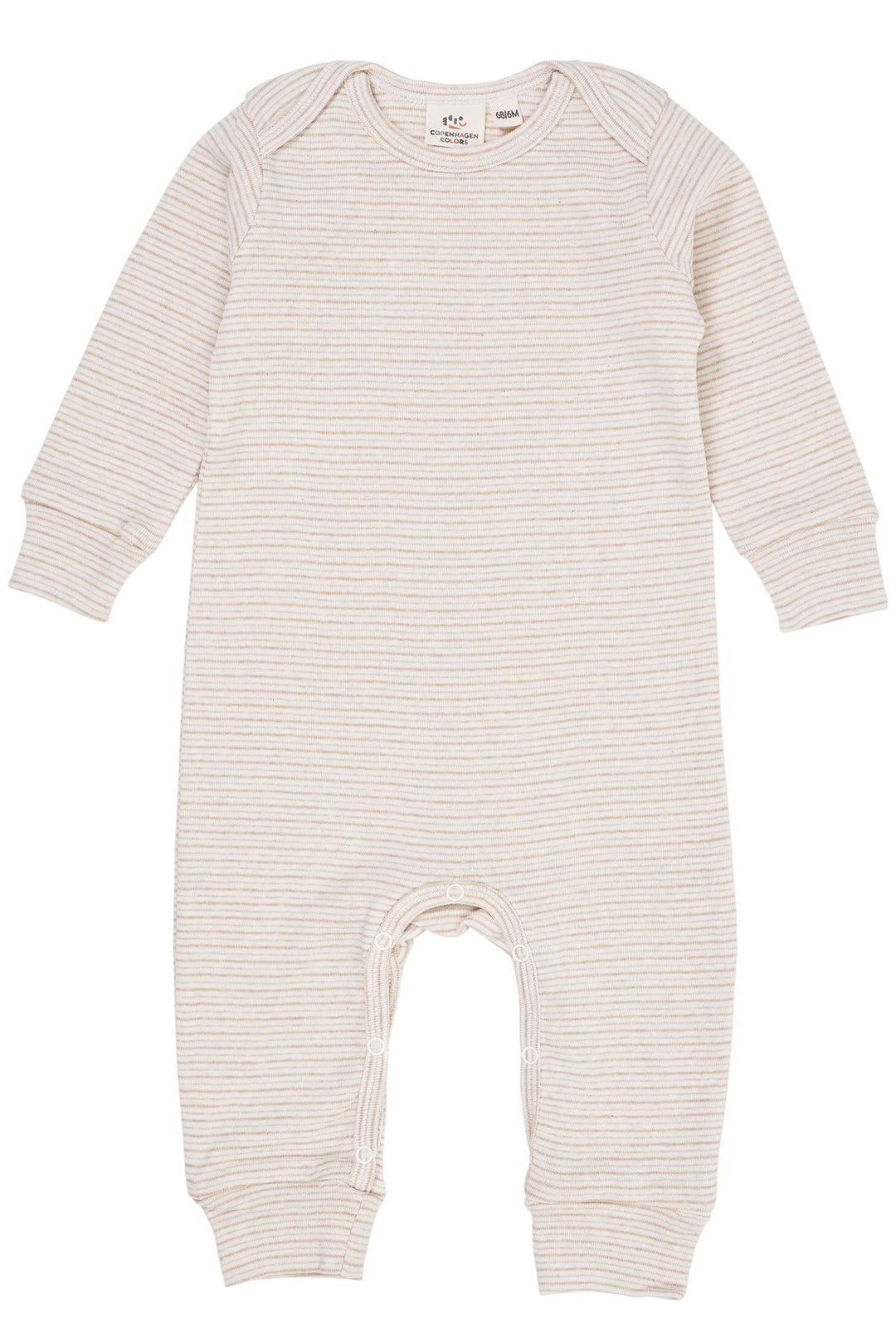 STRIBET ROMPER MED LANGE ÆRMER - BEIGE STRIPE