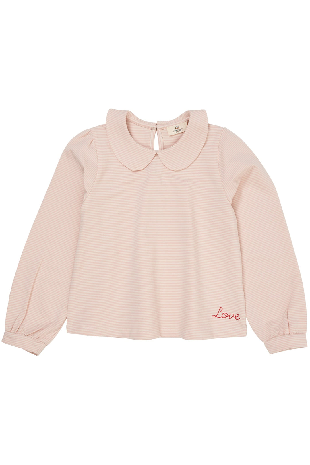 STRIBET BLUSE MED KRAVE - DUSTY ROSE/CREAM STRIPE