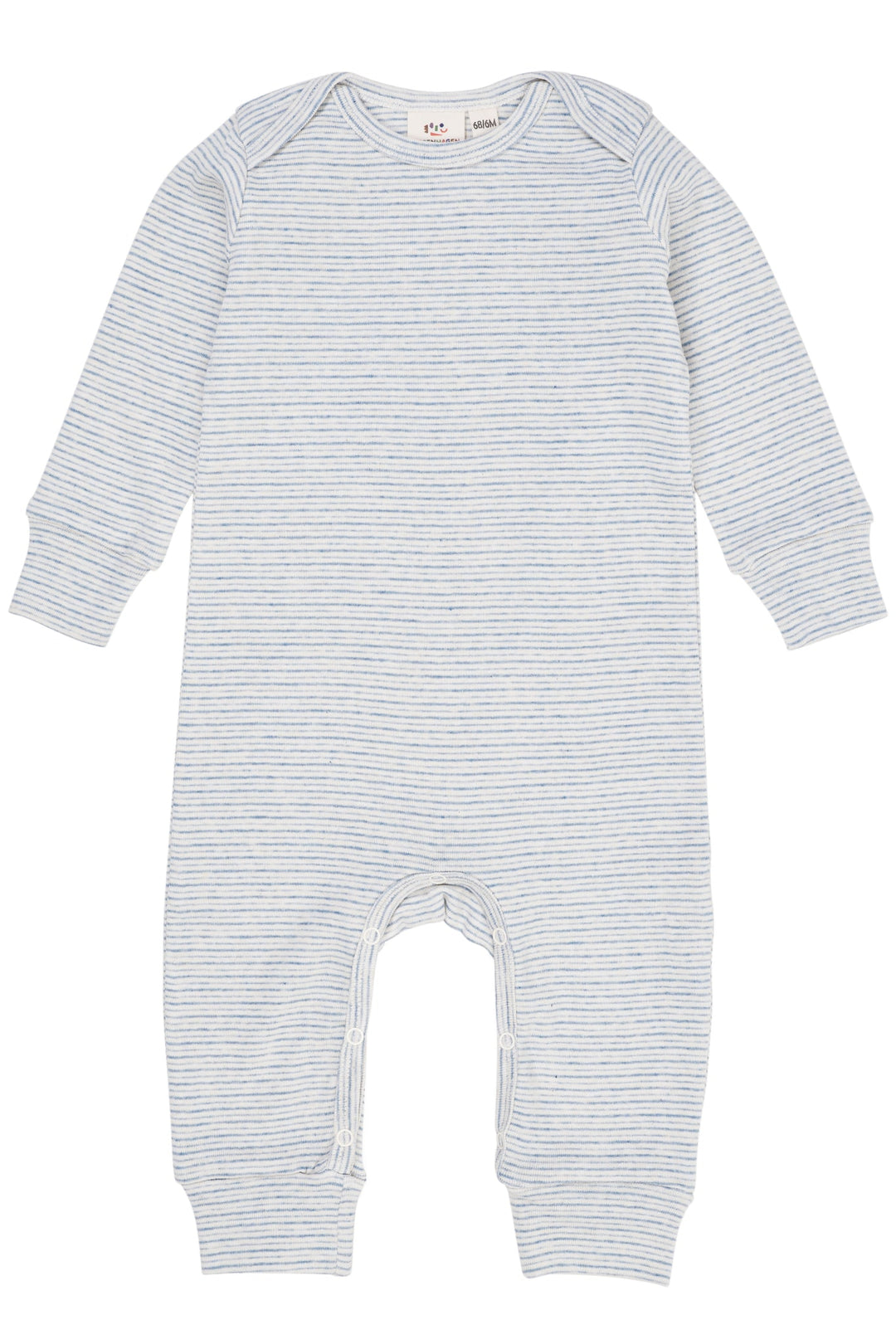 STRIBET ROMPER MED LANGE ÆRMER - LT BLUE STRIPE