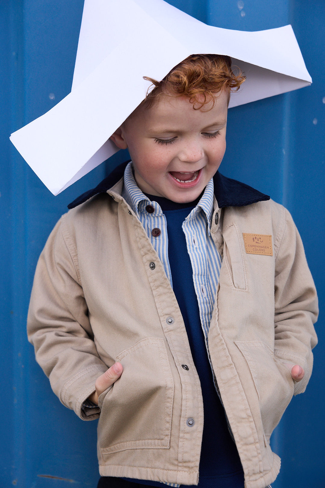 Twill Jakke m. Fløjlskrave - Beige Comb.