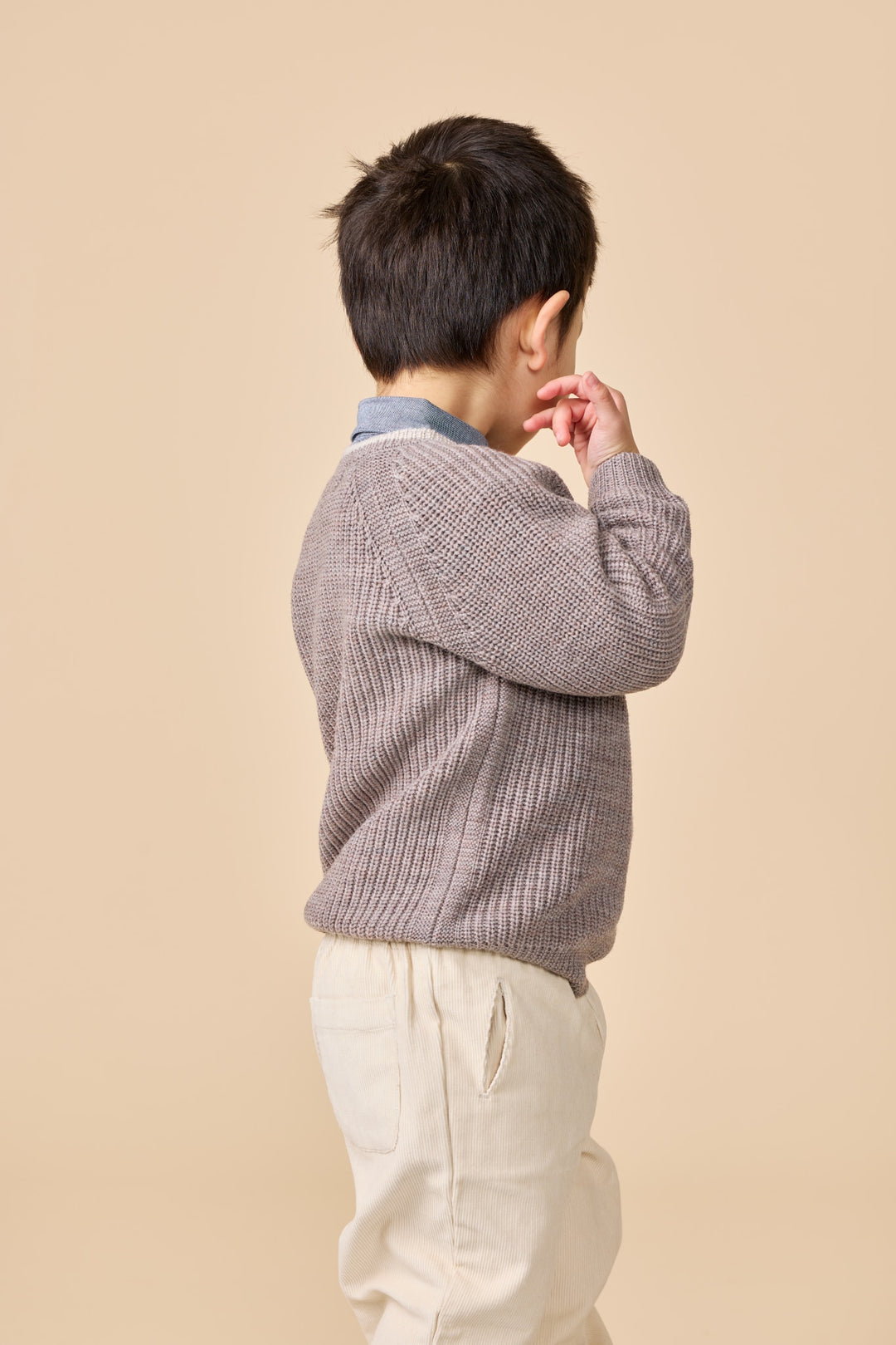 STRIKKET UNISEX BLUSE I MERINO ULD - NATURAL MELANGE