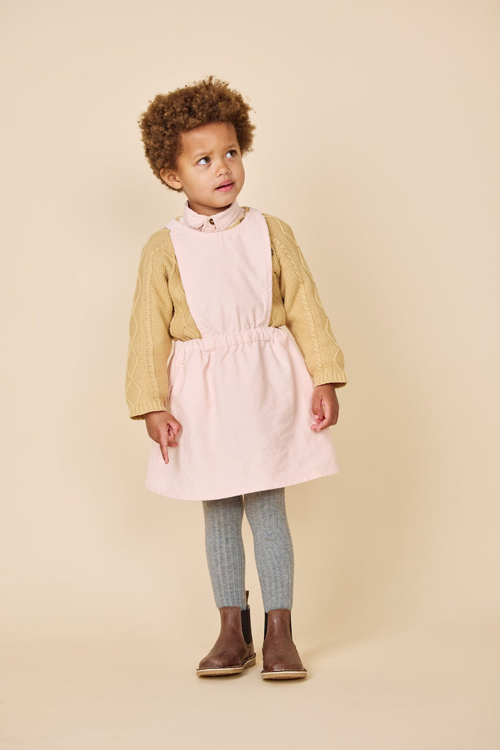 BLØD PINAFORE FLØJLSKJOLE - SOFT PINK