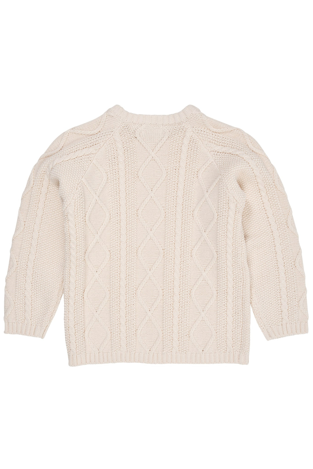 KABELSTRIKKET BLUSE M. KNAPLUKNING - CREAM