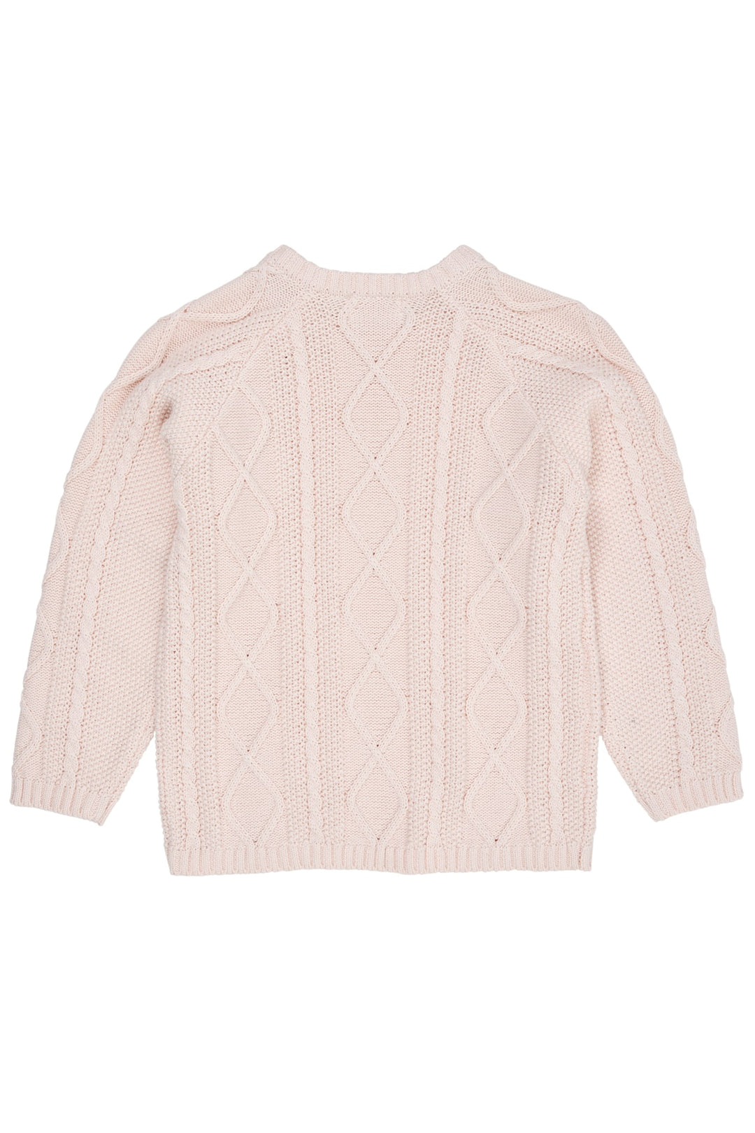 KABELSTRIKKET BLUSE M. KNAPLUKNING - SOFT PINK
