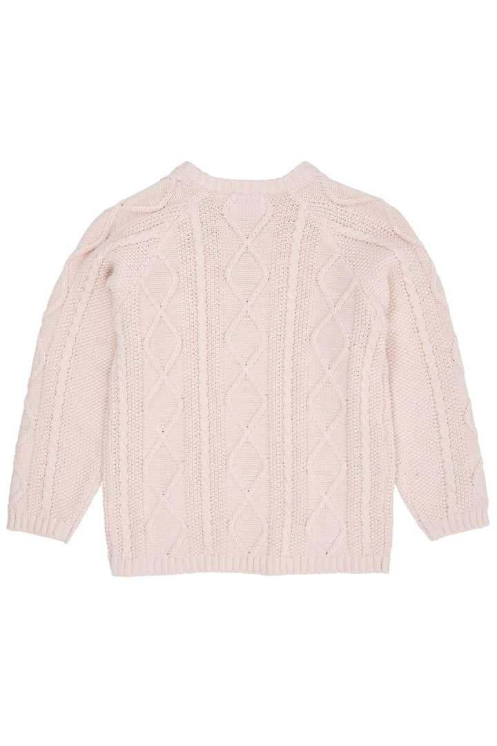 KABELSTRIKKET BLUSE M. KNAPLUKNING - SOFT PINK