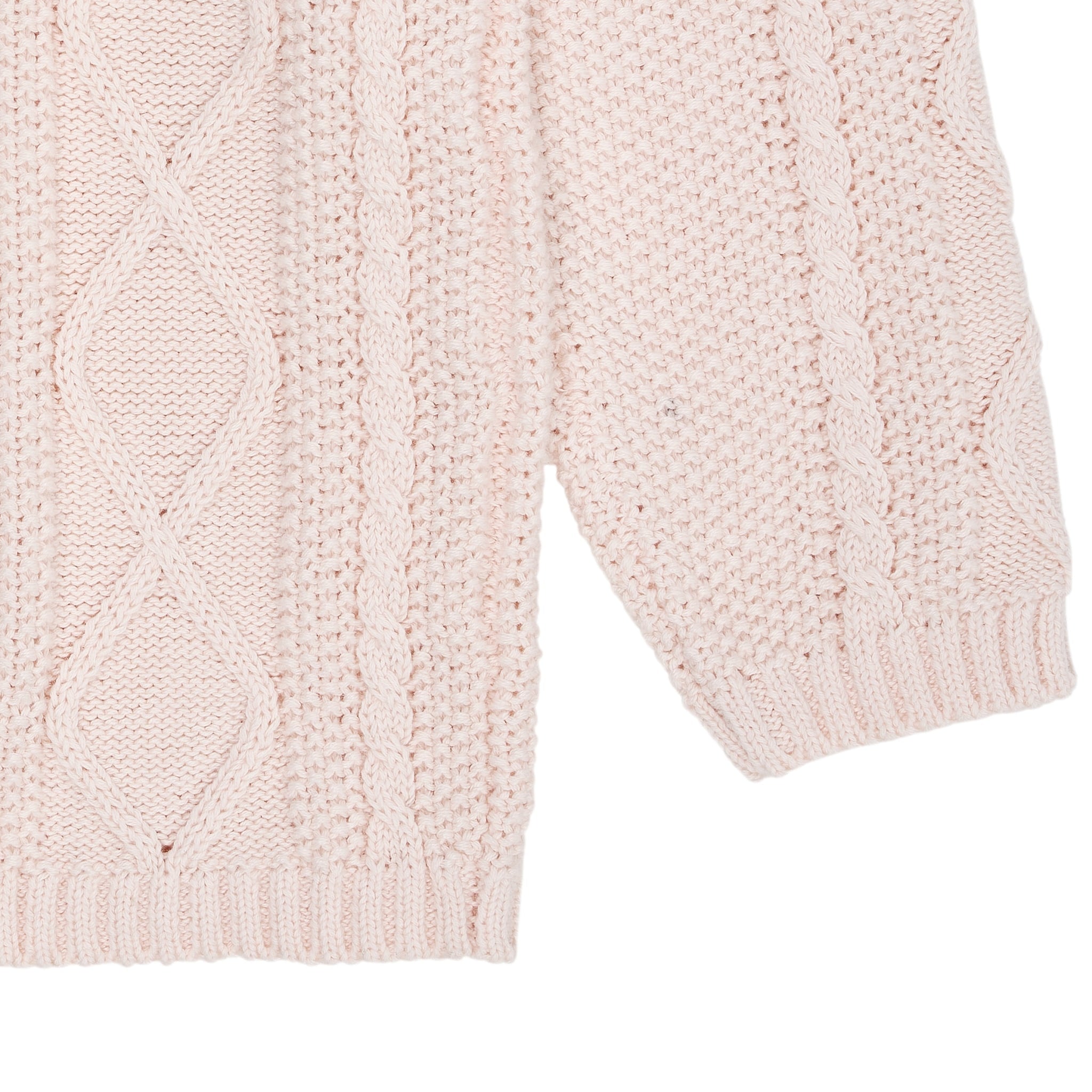 KABELSTRIKKET BLUSE M. KNAPLUKNING - SOFT PINK