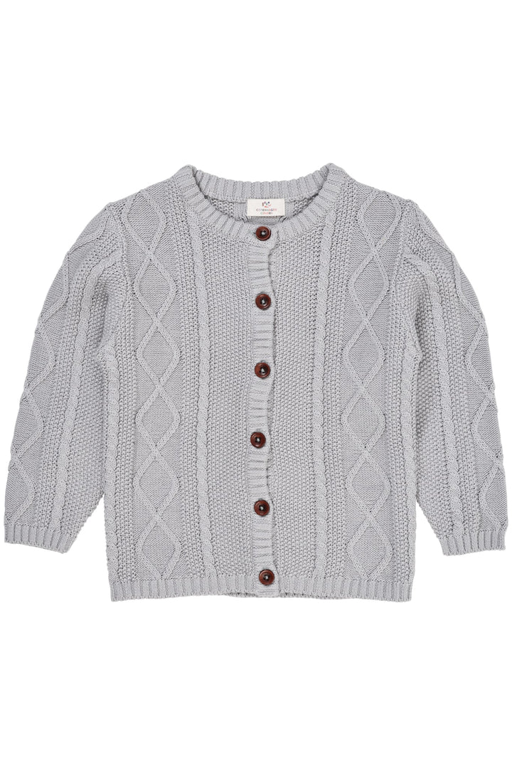 KABELSTRIKKET CARDIGAN - DUSTY BLUE