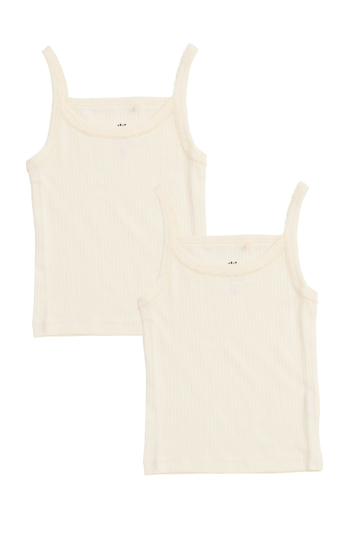 2-PAK RIB JERSEY STROPTOPPE - CREAM