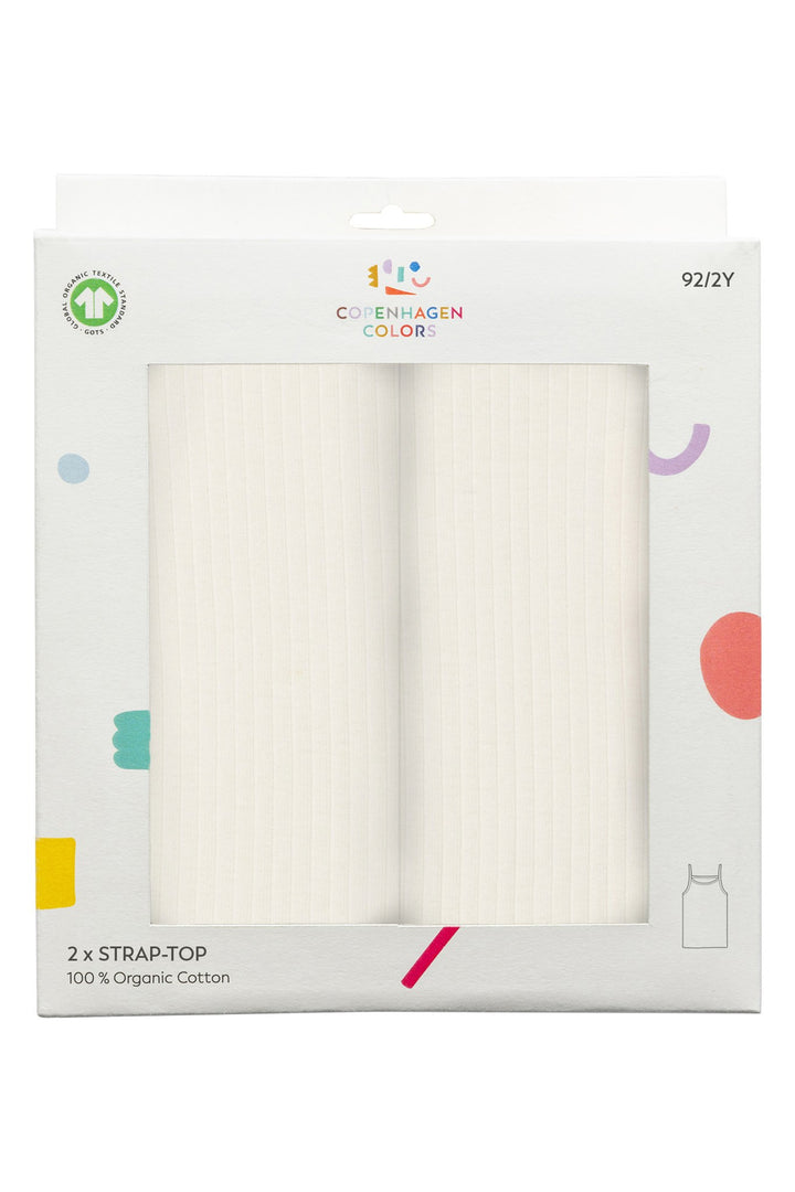 2-PAK RIB JERSEY STROPTOPPE - CREAM