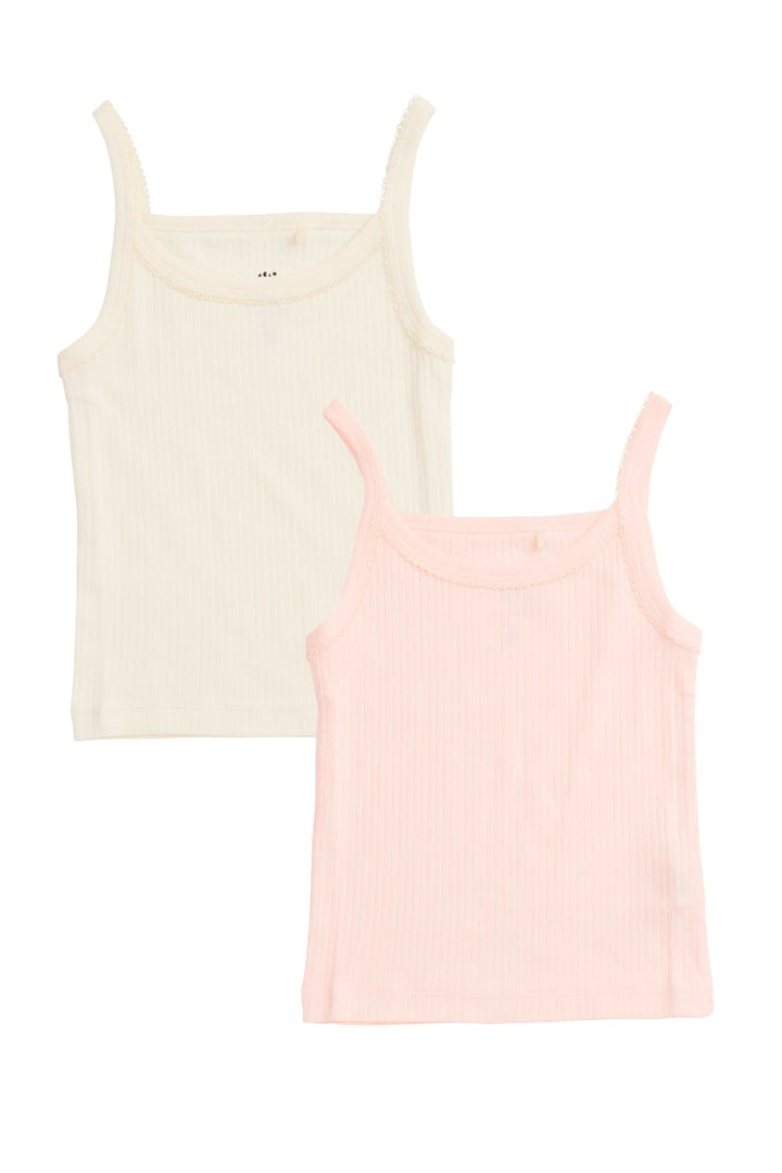 2-PAK RIB JERSEY STROPTOPPE - SOFT PINK/ CREAM COMB.