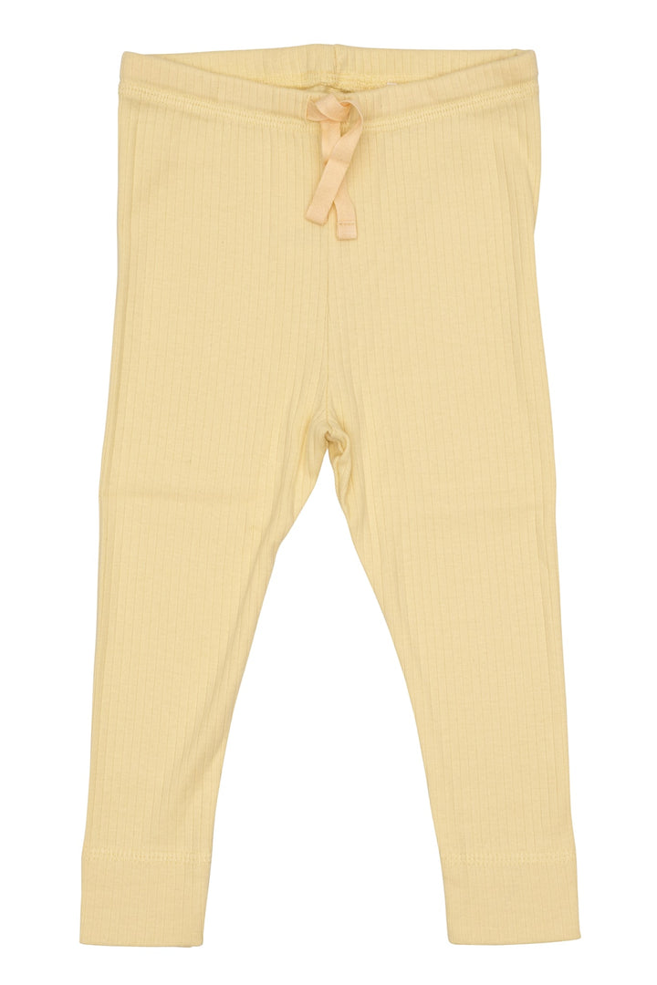 LEGGINGS I RIB JERSEY MED SNØRE - PALE YELLOW