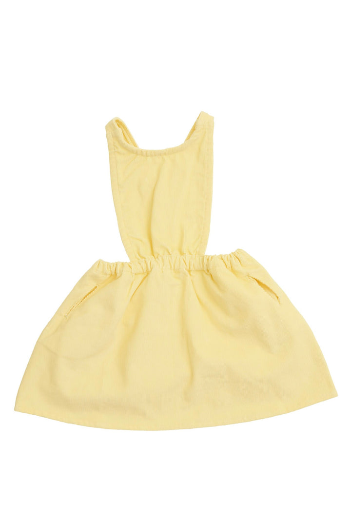 BLØD PINAFORE FLØJLSKJOLE - LT. YELLOW