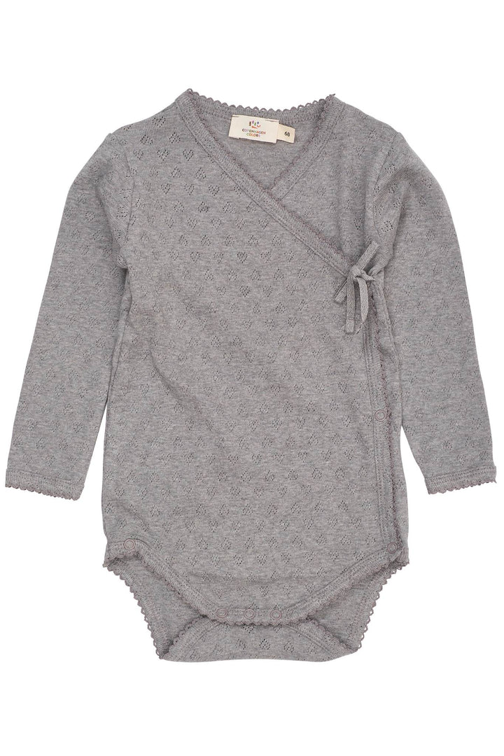HJERTE BODYSTOCKING M. SKRÅLUKNING - GREY MEL.