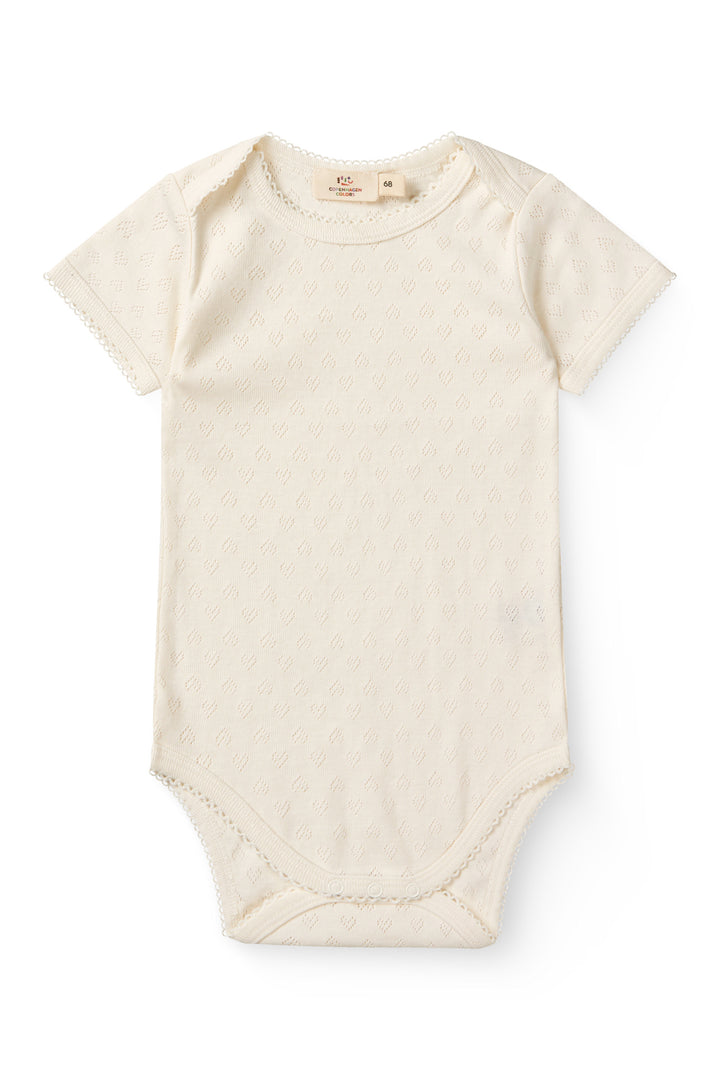 POINTELLE HJERTE BODY SHORT SLEEVE - CREAM