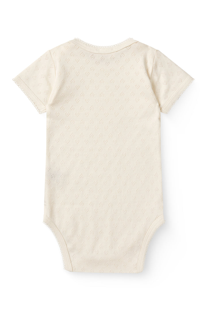 POINTELLE HJERTE BODY SHORT SLEEVE - CREAM