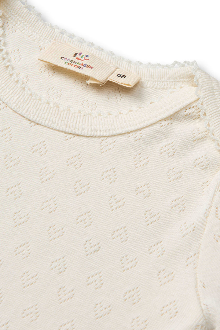 POINTELLE HJERTE BODY SHORT SLEEVE - CREAM