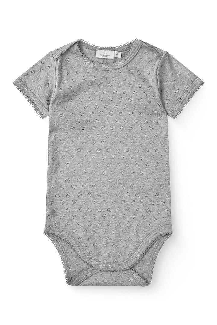 POINTELLE HJERTE BODY SHORT SLEEVE - GREY MEL.