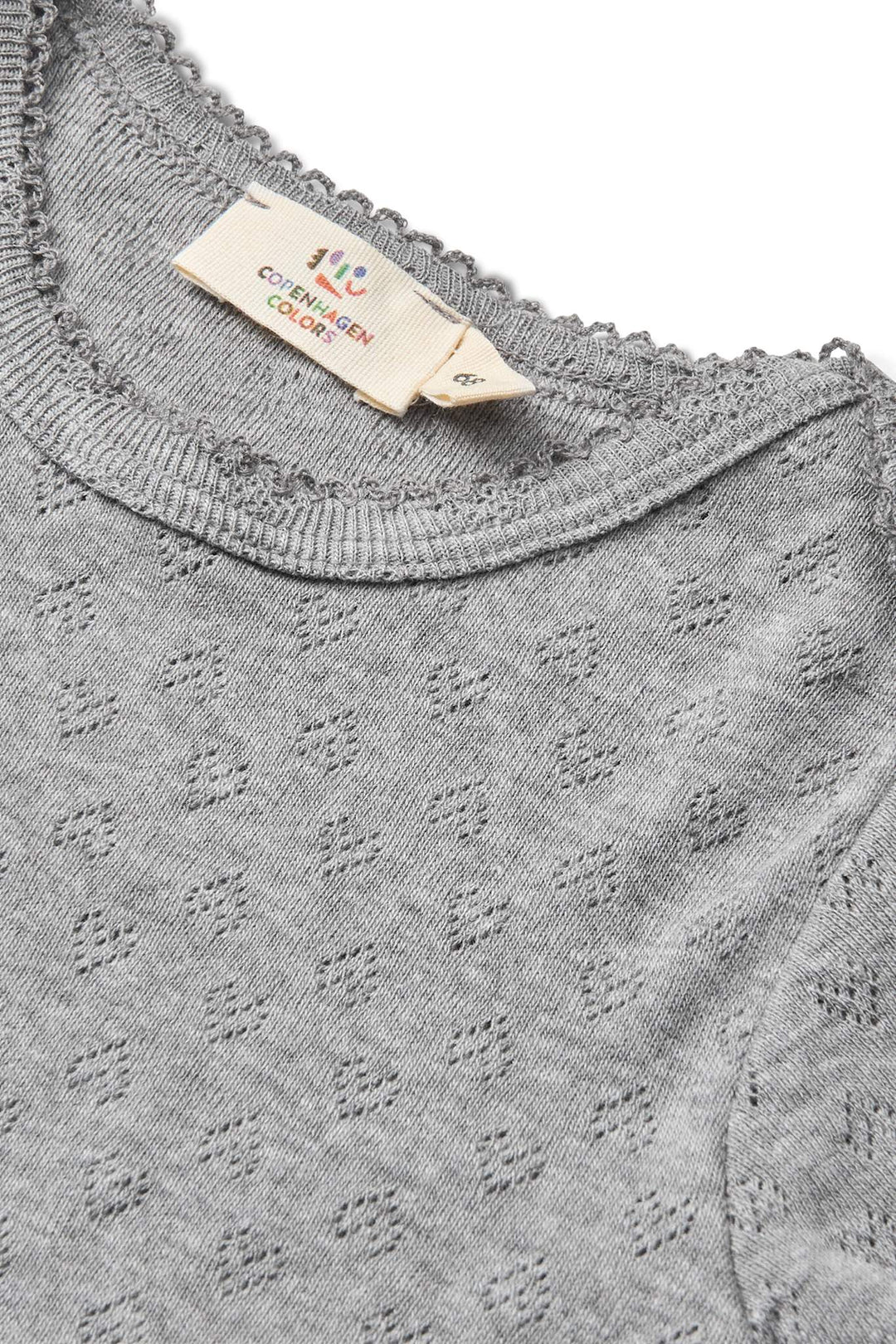 POINTELLE HJERTE BODY SHORT SLEEVE - GREY MEL.