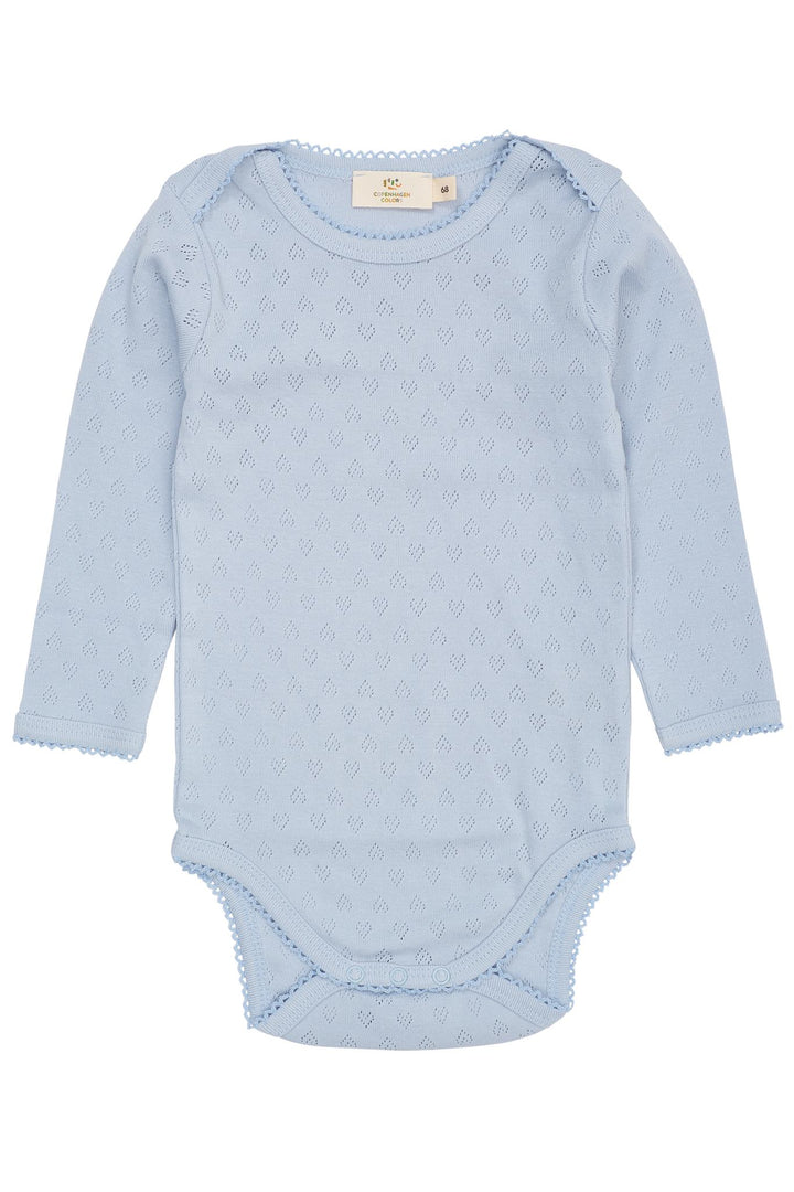 POINTELLE HJERTE LAPNECK BODY LS - DUSTY BLUE