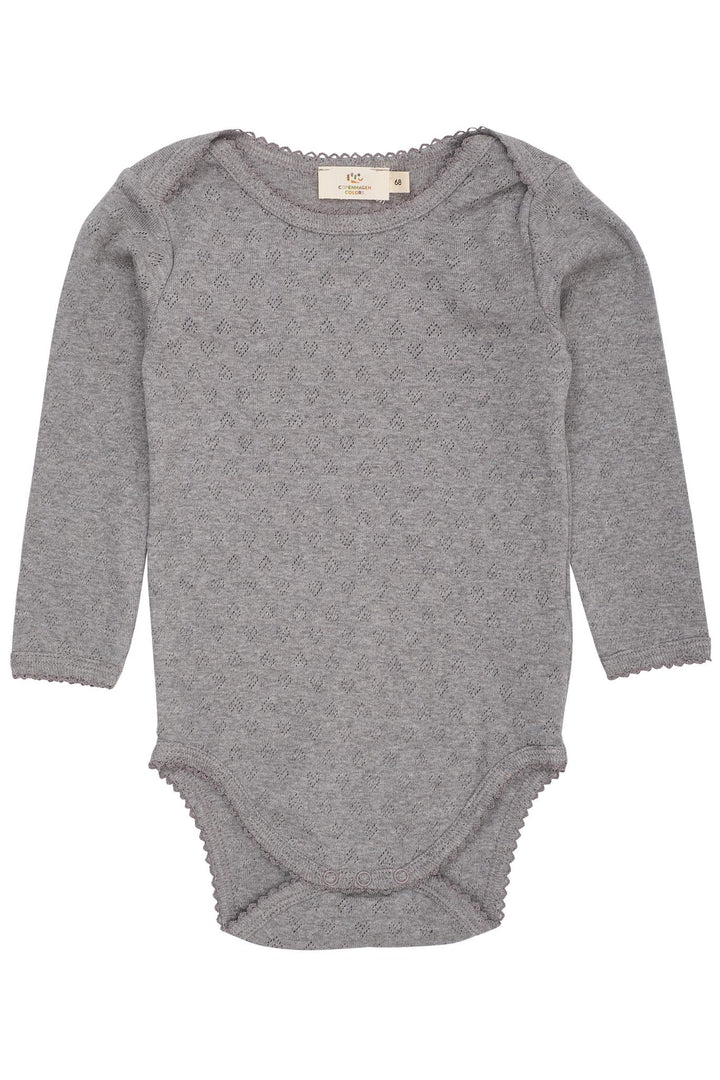 POINTELLE HJERTE LAPNECK BODY LS - GREY MEL.