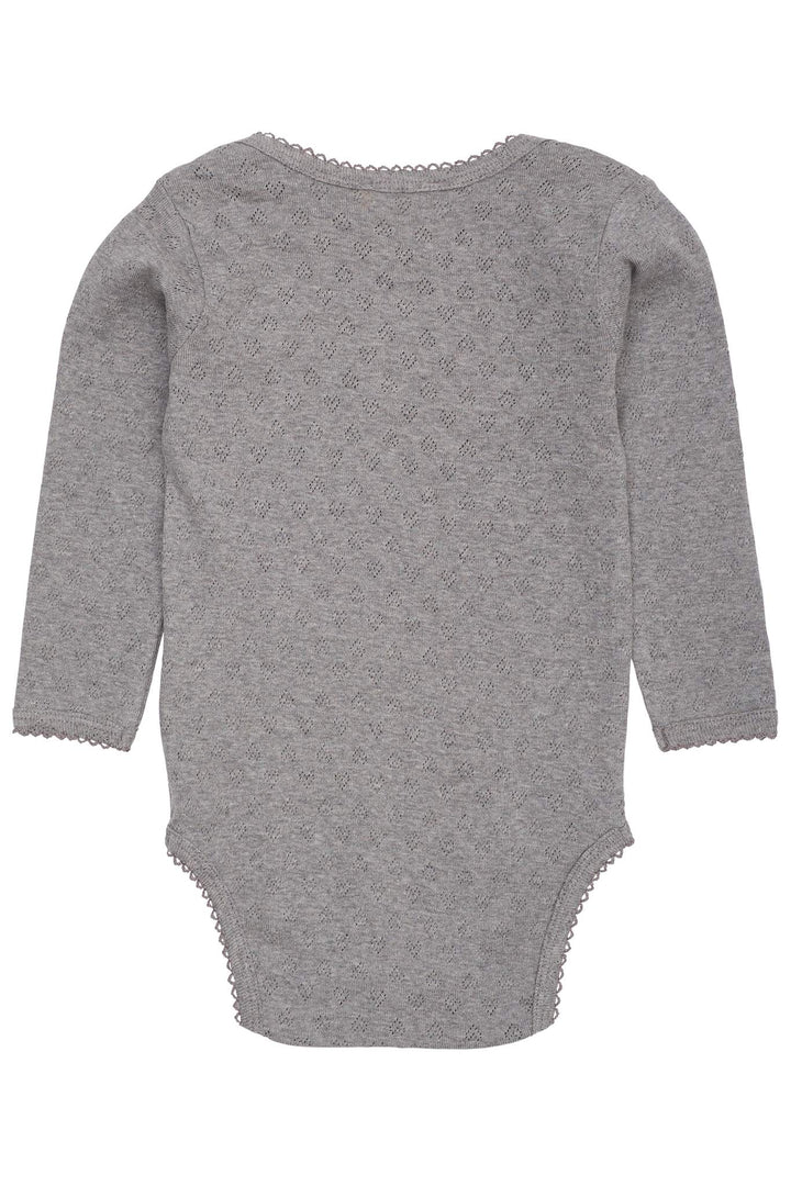 POINTELLE HJERTE LAPNECK BODY LS - GREY MEL.