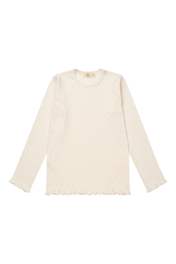 POINTELLE HJERTE T-SHIRT - CREAM