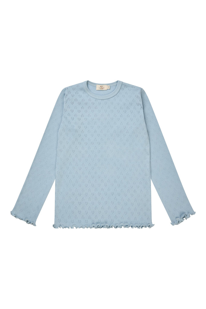 POINTELLE HJERTE T-SHIRT - DUSTY BLUE