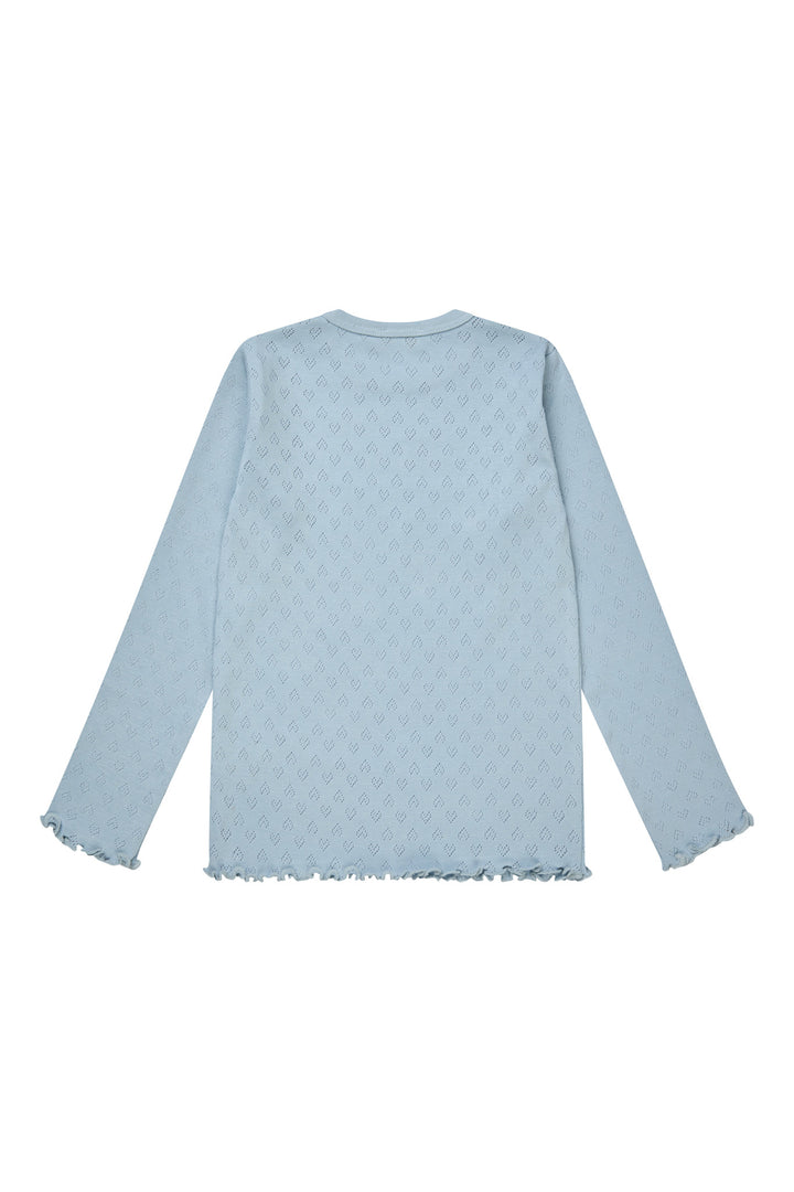 POINTELLE HJERTE T-SHIRT - DUSTY BLUE