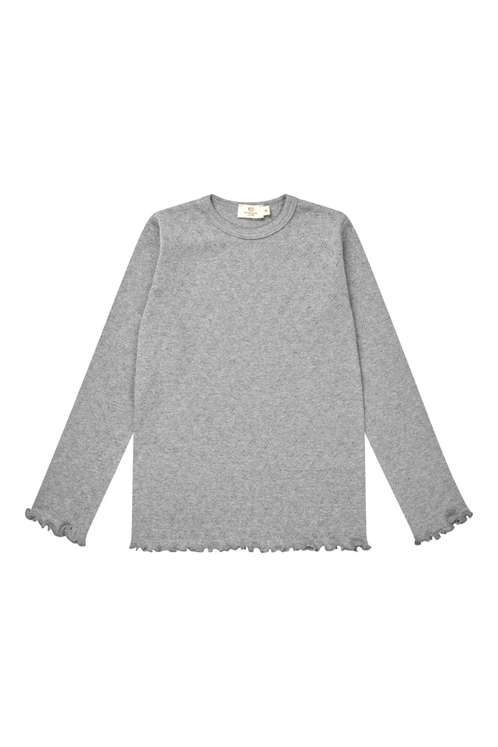 POINTELLE HJERTE T-SHIRT - GREY MEL.