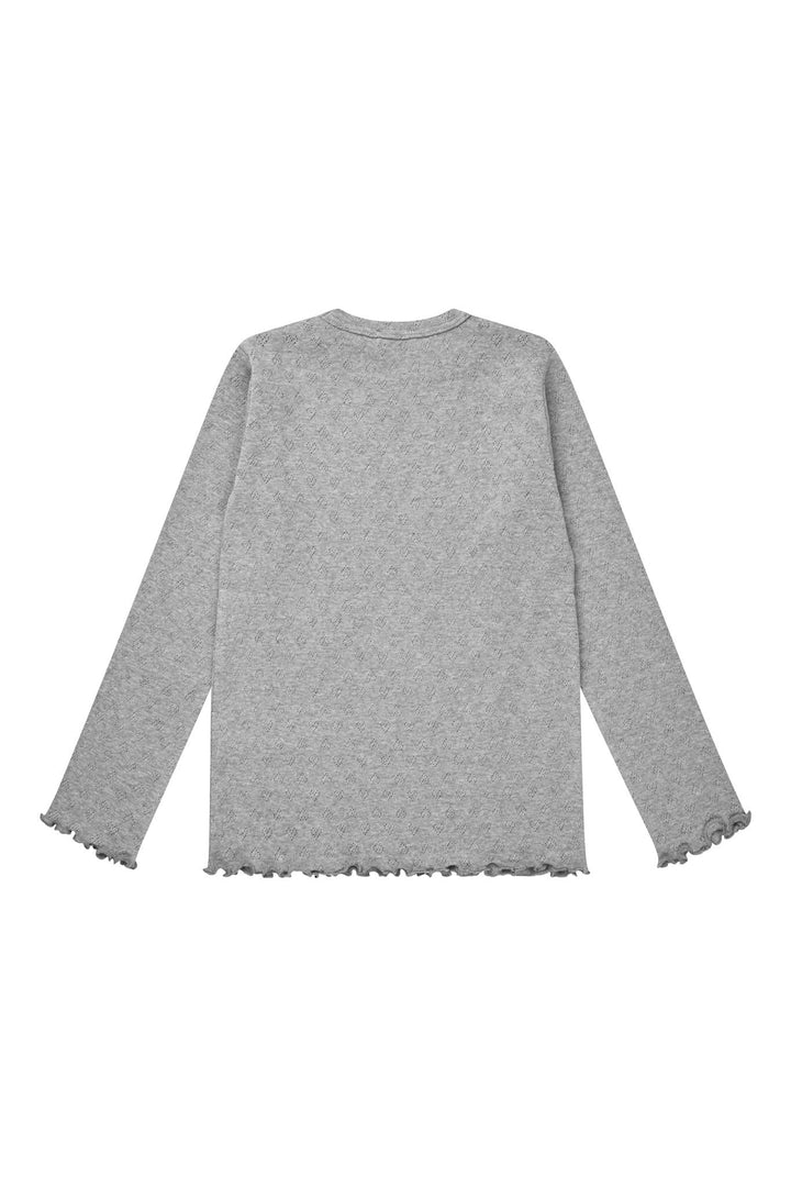 POINTELLE HJERTE T-SHIRT - GREY MEL.
