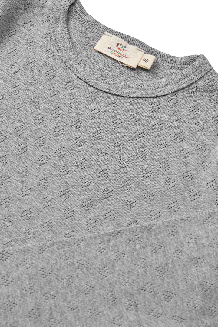 POINTELLE HJERTE T-SHIRT - GREY MEL.