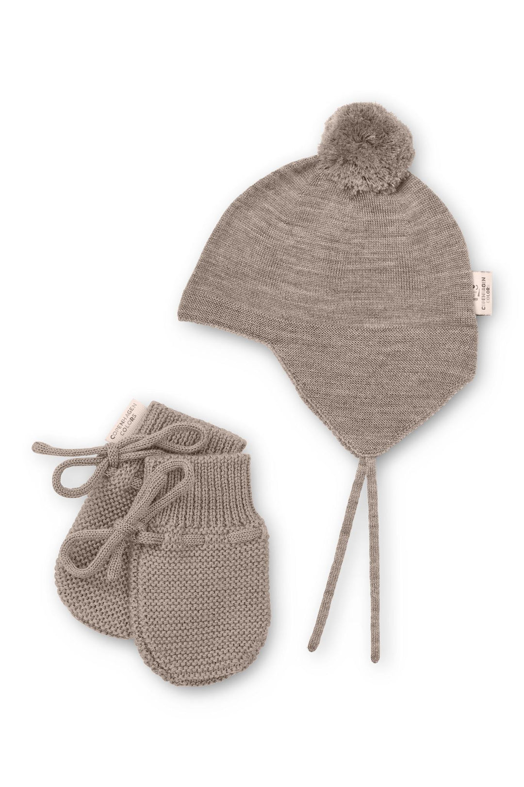 Merino Hat m. PomPom & Baby Merino Luffer - Natural Melange