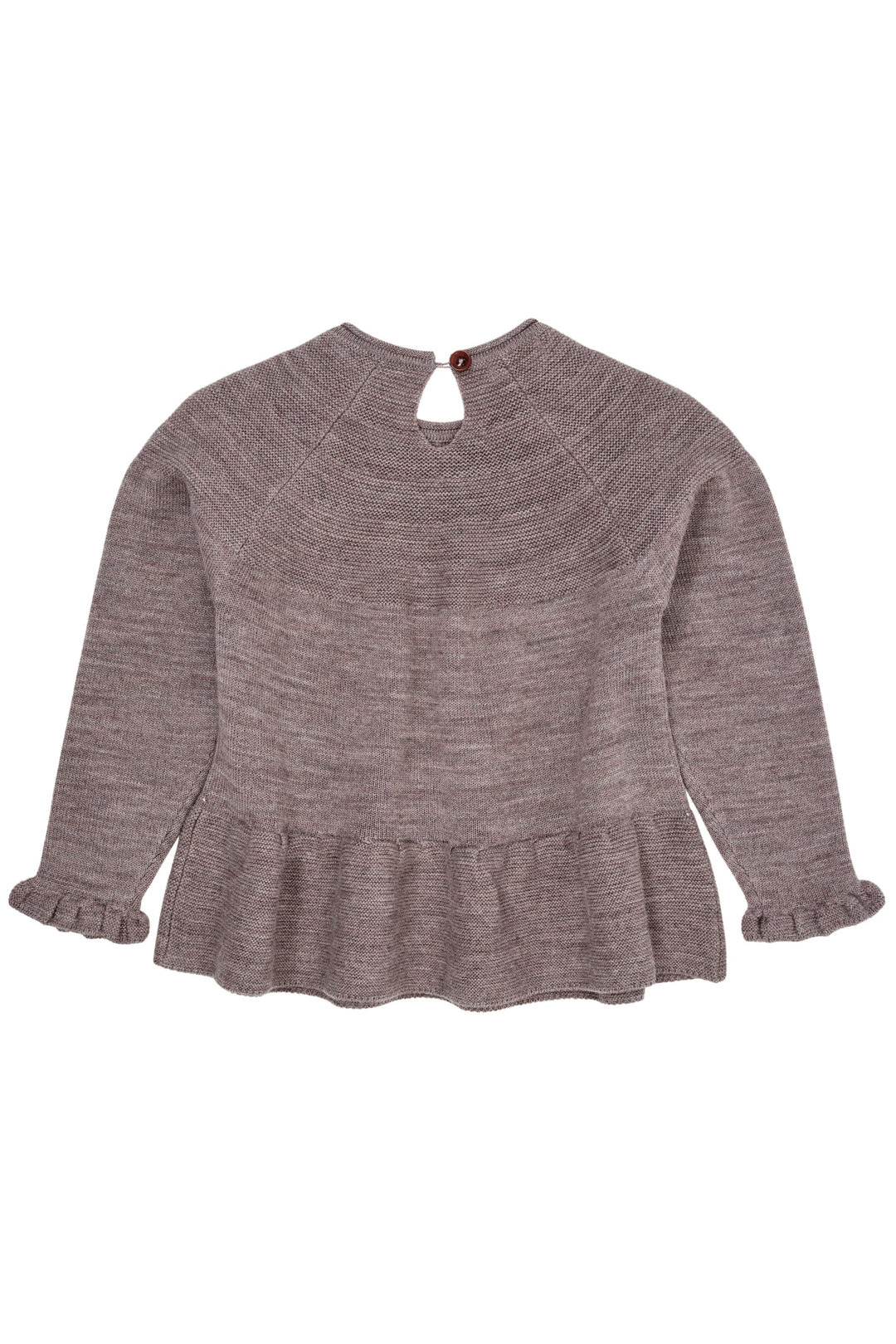 STRIKKET BLUSE M. SKØRT I MERINOULD - NATURAL MELANGE