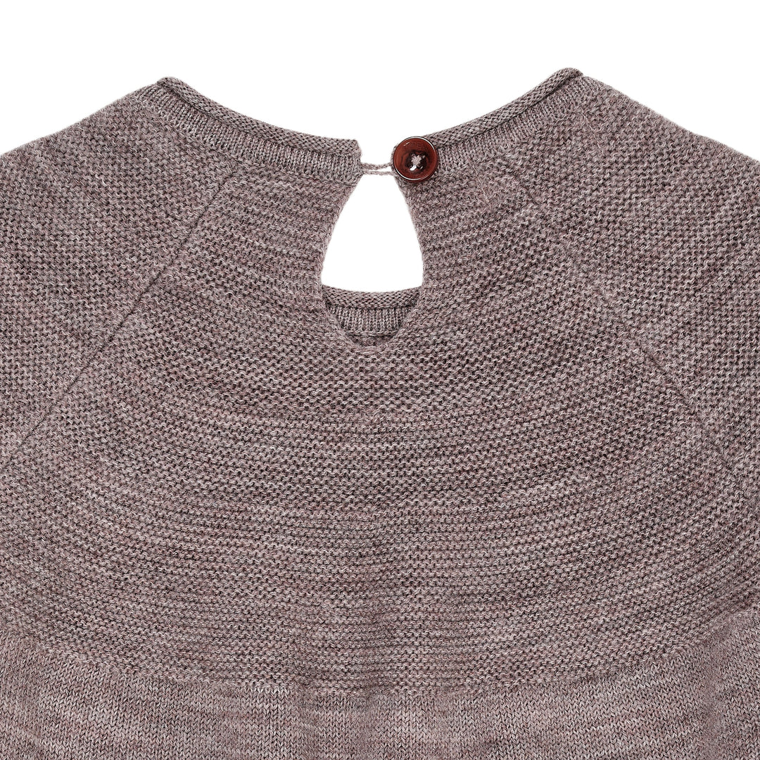 STRIKKET BLUSE M. SKØRT I MERINOULD - NATURAL MELANGE