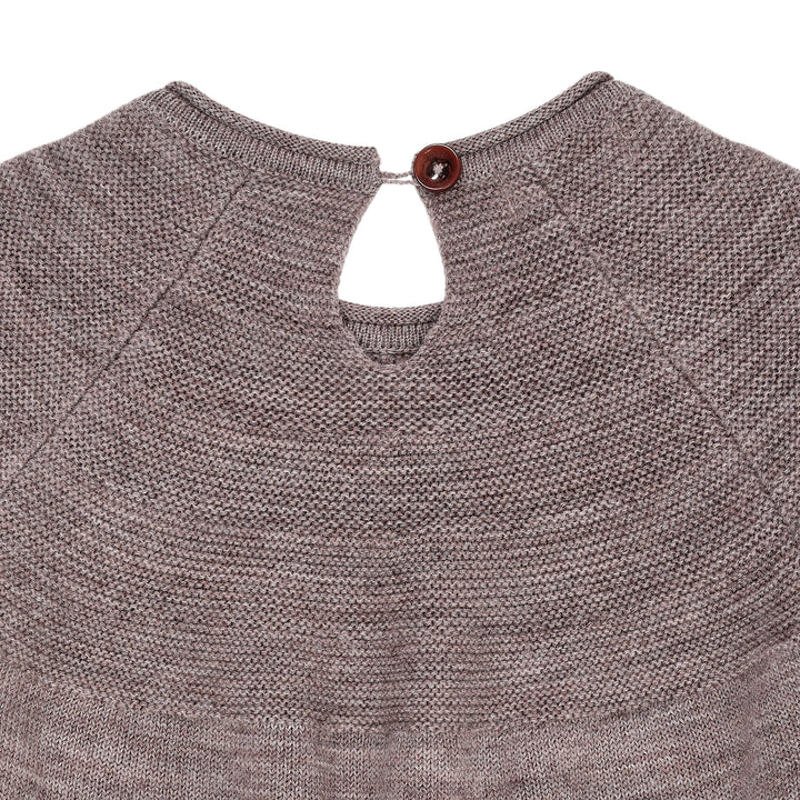 STRIKKET BLUSE M. SKØRT I MERINOULD - NATURAL MELANGE