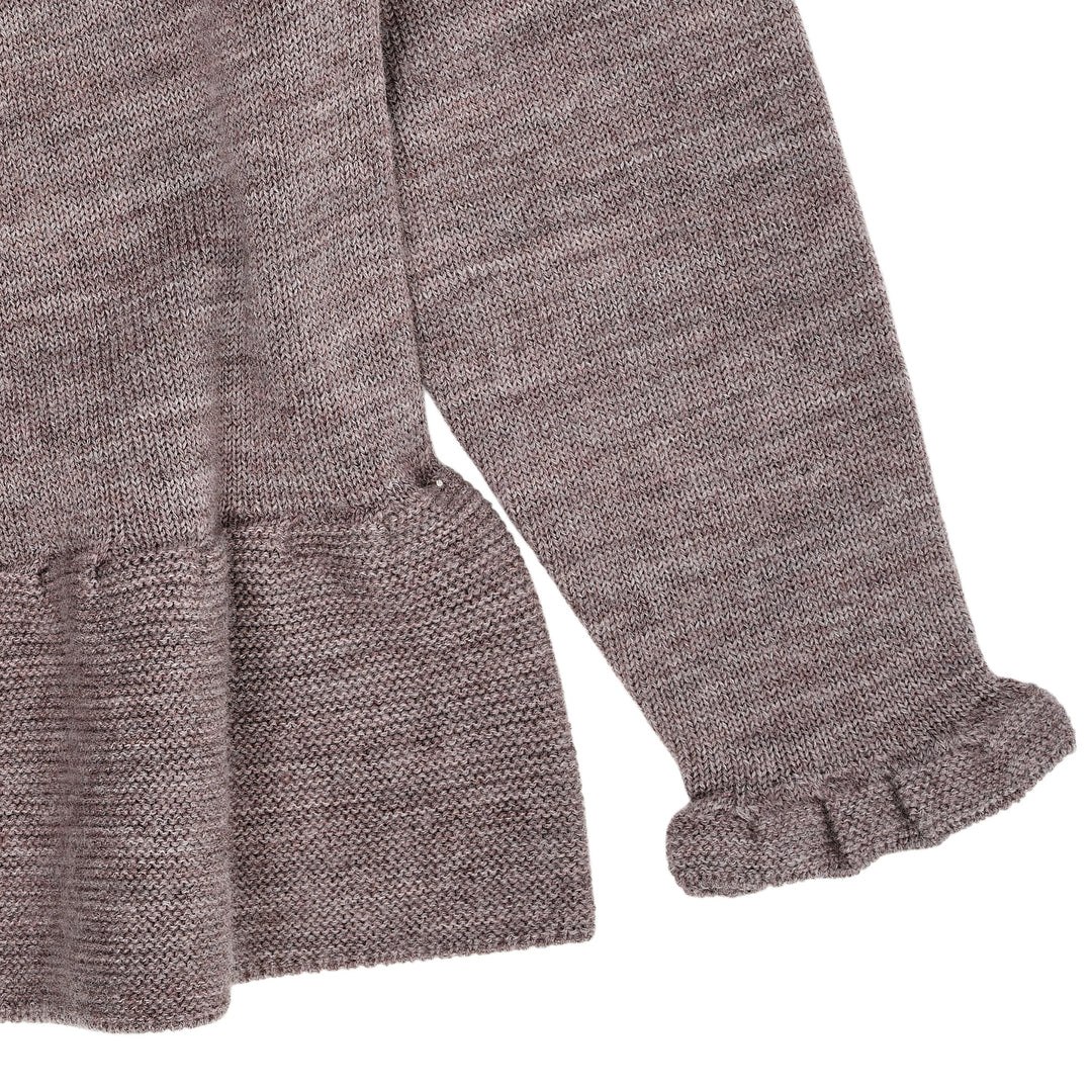 STRIKKET BLUSE M. SKØRT I MERINOULD - NATURAL MELANGE