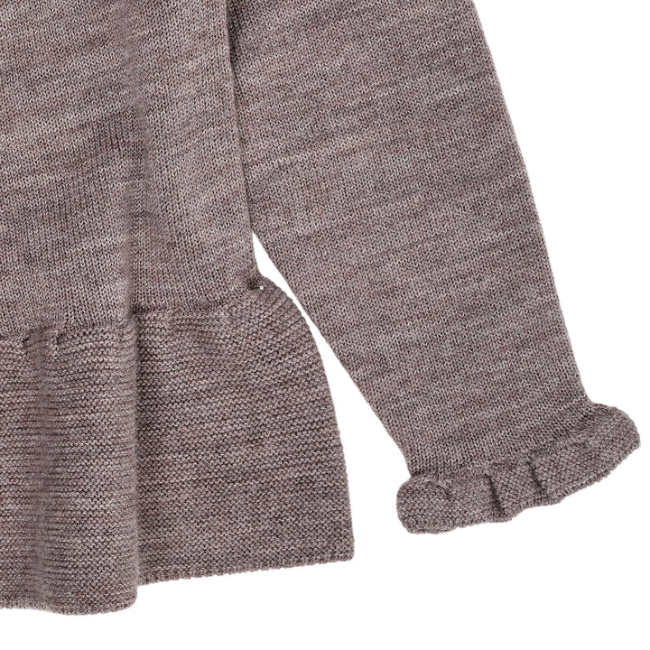 STRIKKET BLUSE M. SKØRT I MERINOULD - NATURAL MELANGE