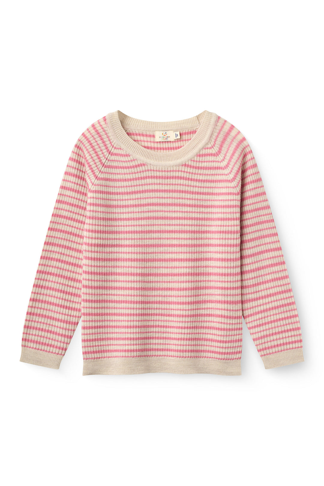 Klassisk Merino Bluse i Rib - Blossom Pink Stripe
