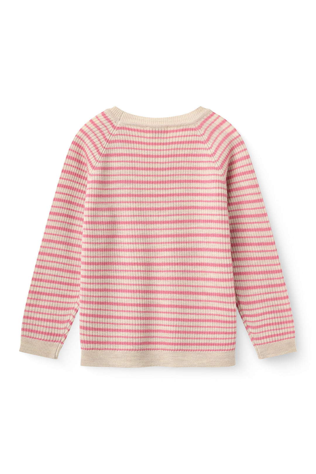 Klassisk Merino Bluse i Rib - Blossom Pink Stripe