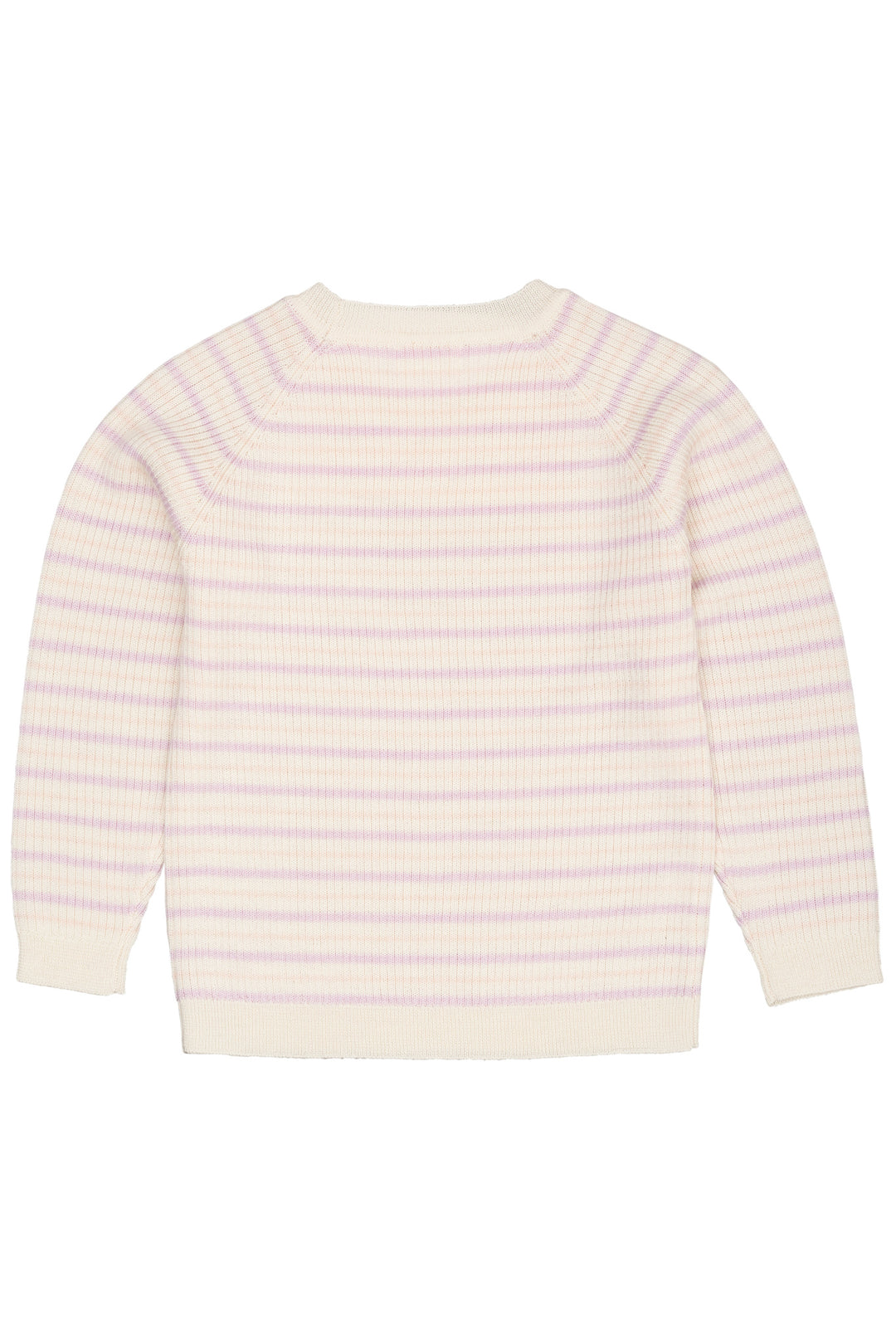 KLASSISK MERINO BLUSE I RIB - CREAM/LAVENDER/DUSTY ROSE COMBI
